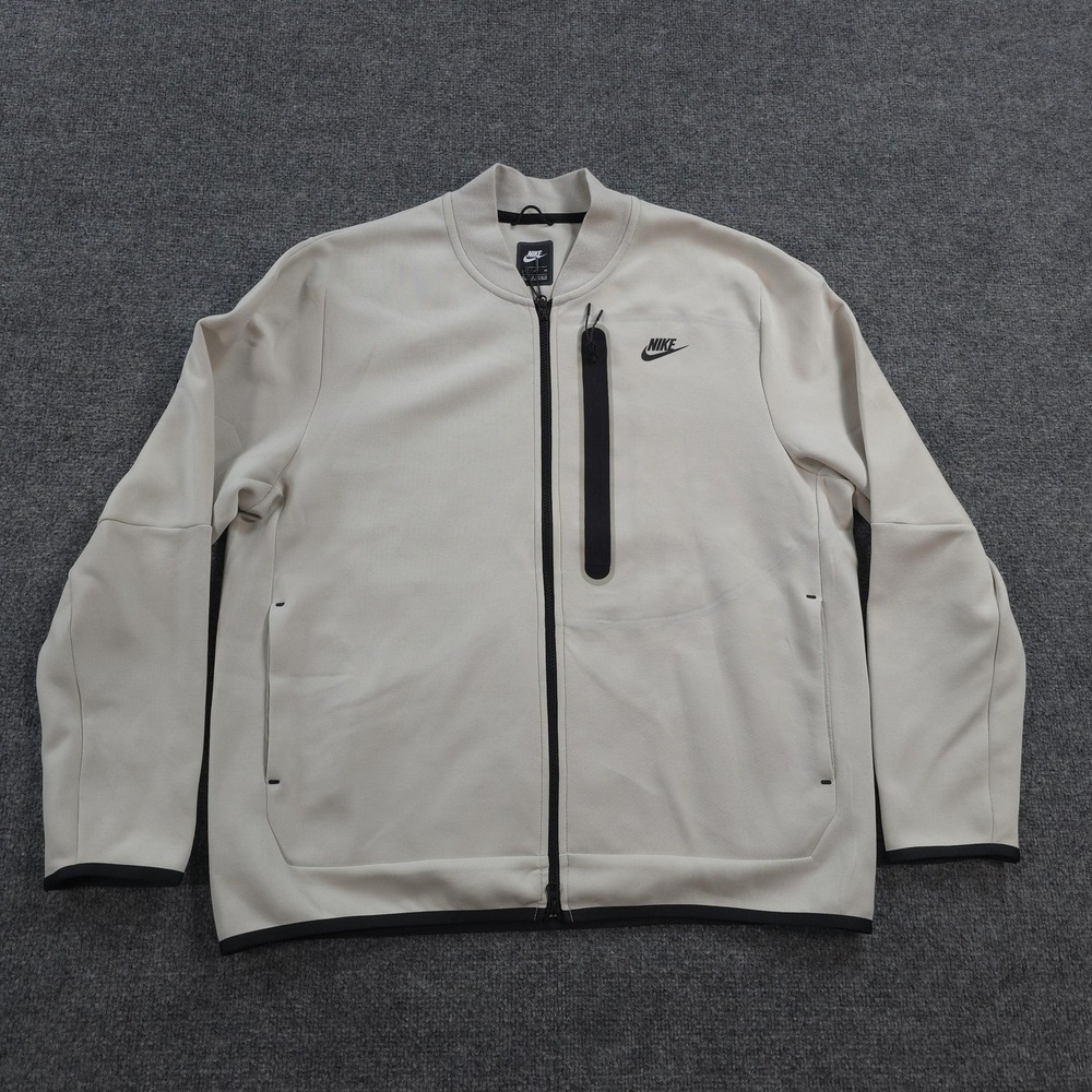 Nike Jacket Mens XL Light Bone Tech Fleece Bomber Performance Training CZ7197